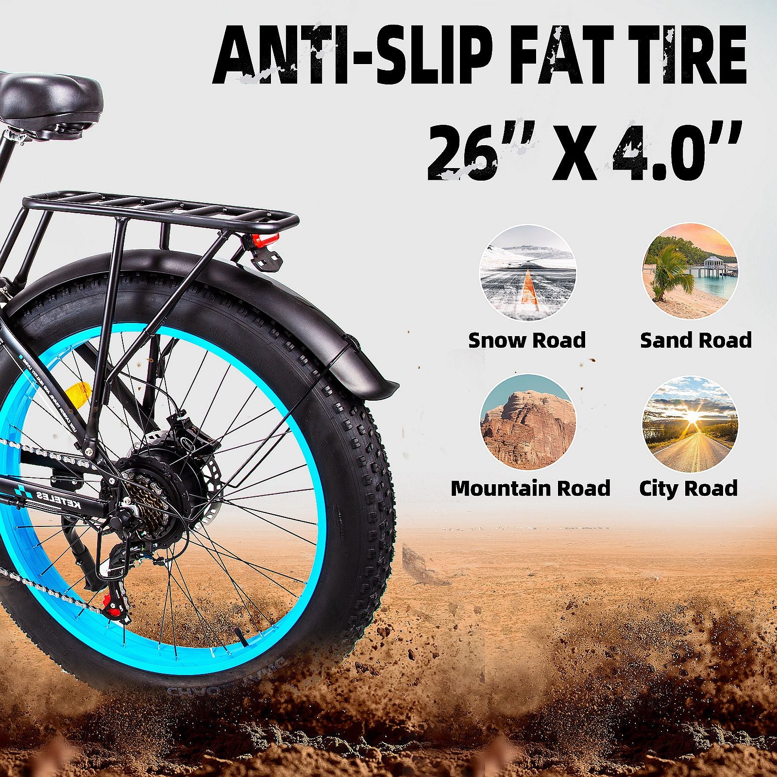 Electric Bike 48V 23Ah Battery Dual 1000W Motor 25KM/H Fat Tire 26x4.0 Inch 60KM Range 180KG Load Capacity Mountain Ebike