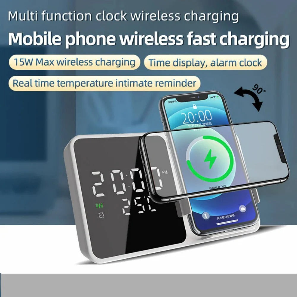 15W Wireless Charger, Fast Charge, Multiple Input Options, Compact & Lightweight, Stylish White Design