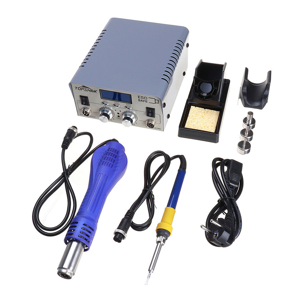 680W 2 In1 Rework Hot Air LCD Digital Display Soldering Station Independent Switch 3 Preset Memory Buttons