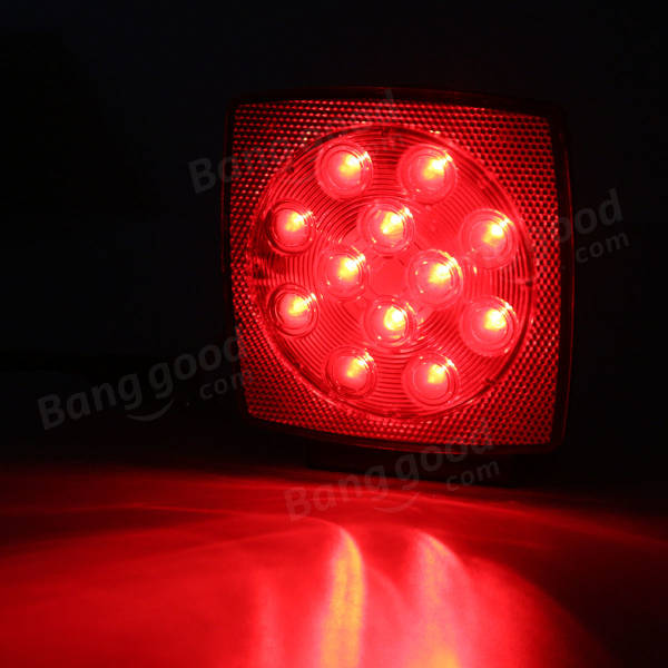 12V LED Square Trailer Tail Lights Truck Brake Stop Lamp Stud Mount Universal