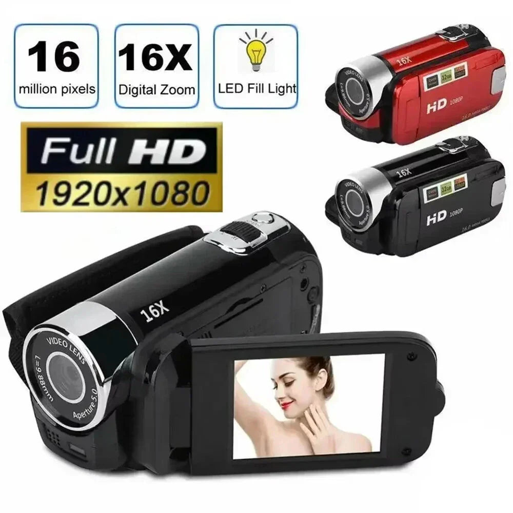 1080P Full HD Digital Camera with 2.7" Touch Screen, 270° Rotation, 16X Zoom & CMOS Sensor for Video Recording & Vlogging