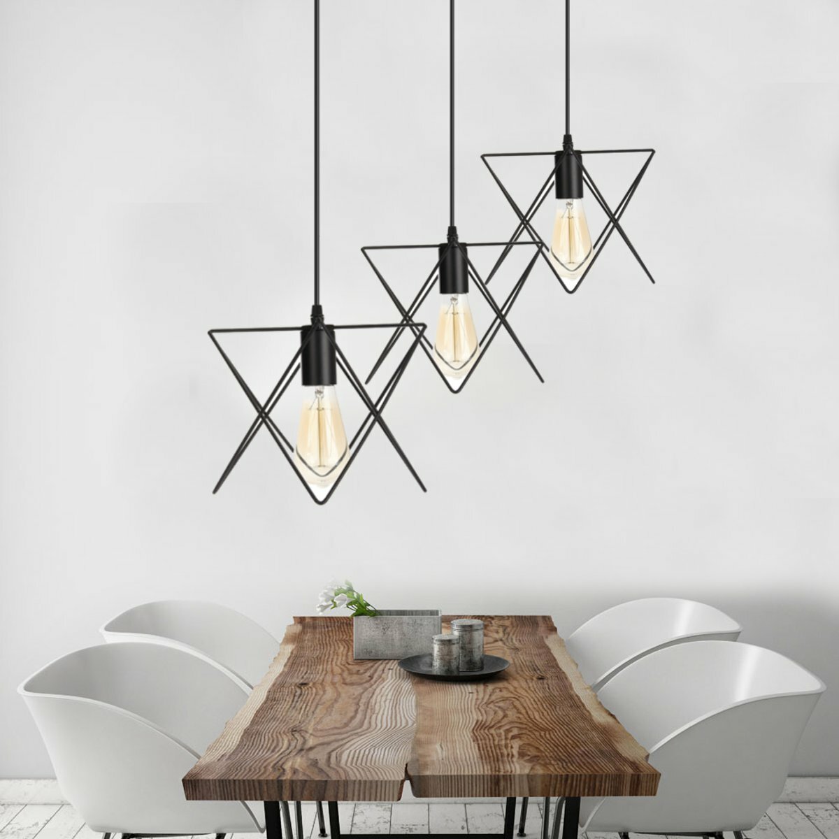 3 In 1 Metal Vintage Ceiling Light Pendant Lamp Cage Lampshade Fixture Chandelier Indoor Lighting