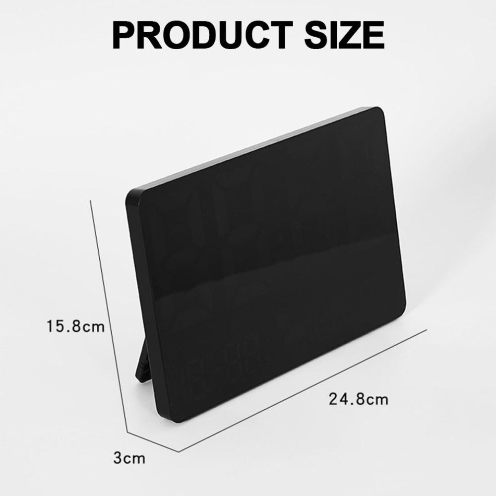 Large Digital Wall Clock with LED Display, Remote Control, Auto Brightness, Temperature, Humidity, Date, Week, 12/24H