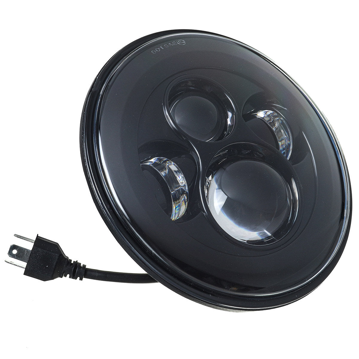 Black No Aperture 7" Motorcycle LED Headlight + 4.5" Auxiliary Light Motorcycle Accessories