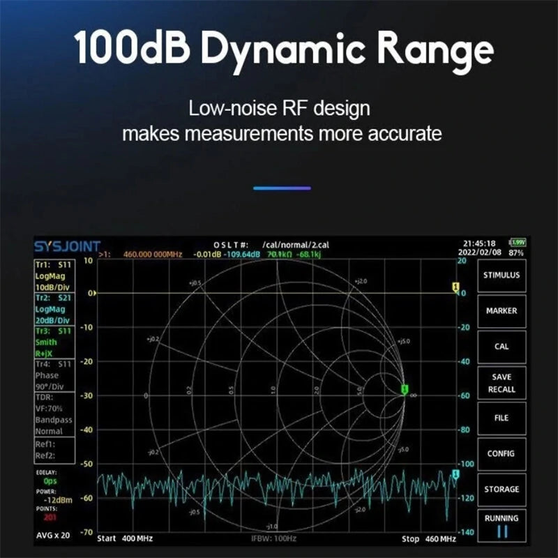 50KHz-4400MHz Vector Network Analyzer 7 inch Touch Screen 100db Dynamic NanoVNA Vector Network Analyzer