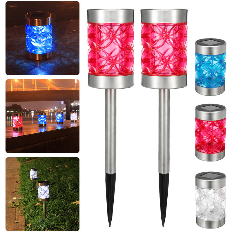2pcs Solar Power Outdoor Path Light Spot Lamp Yard Garden Lawn Landscape Lamps