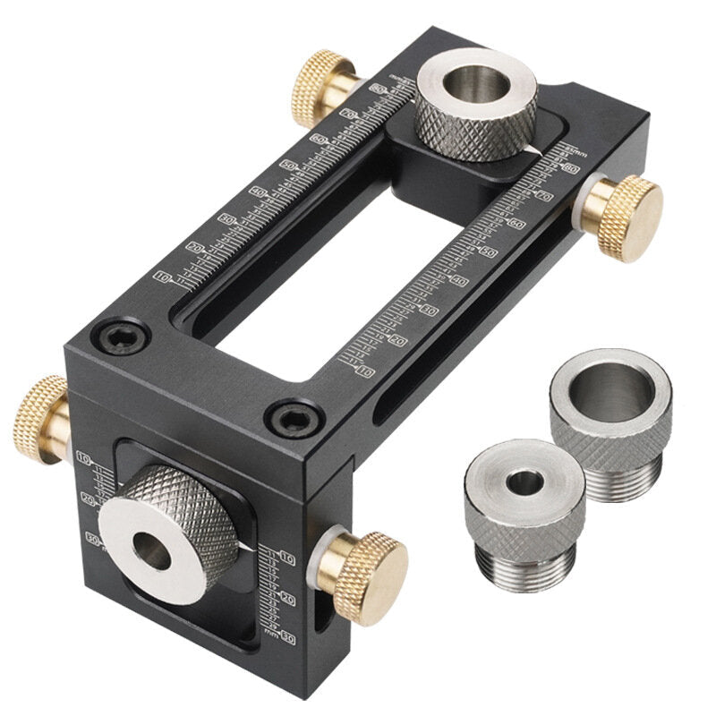 2 In 1 Adjustable Baby Bed Screw Drill Locator Kit with 4 Drill Bushings, Aluminum Alloy, Black/Silver, Precision Guide