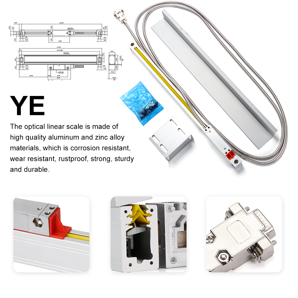 Optical Linear Scale Set High Precision 3 Axis Durable Imported Parts Suitable for Different Measurement with Optional Length Professional Digital Display+ Scale
