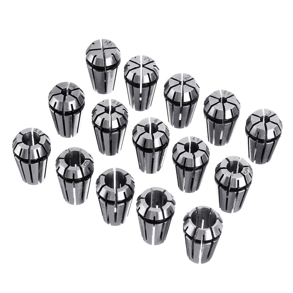 15pcs ER11 1mm to 7mm Spring Collet Set Collet Chuck for CNC Milling Lathe Tools