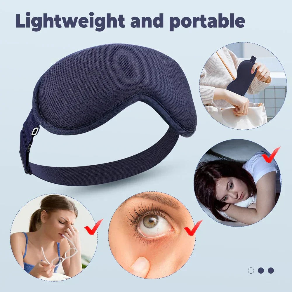 3D Eye Massage Mask with Hot Compress & Vibration - Relieve Fatigue, Dark Circles, Portable for Travel & Office