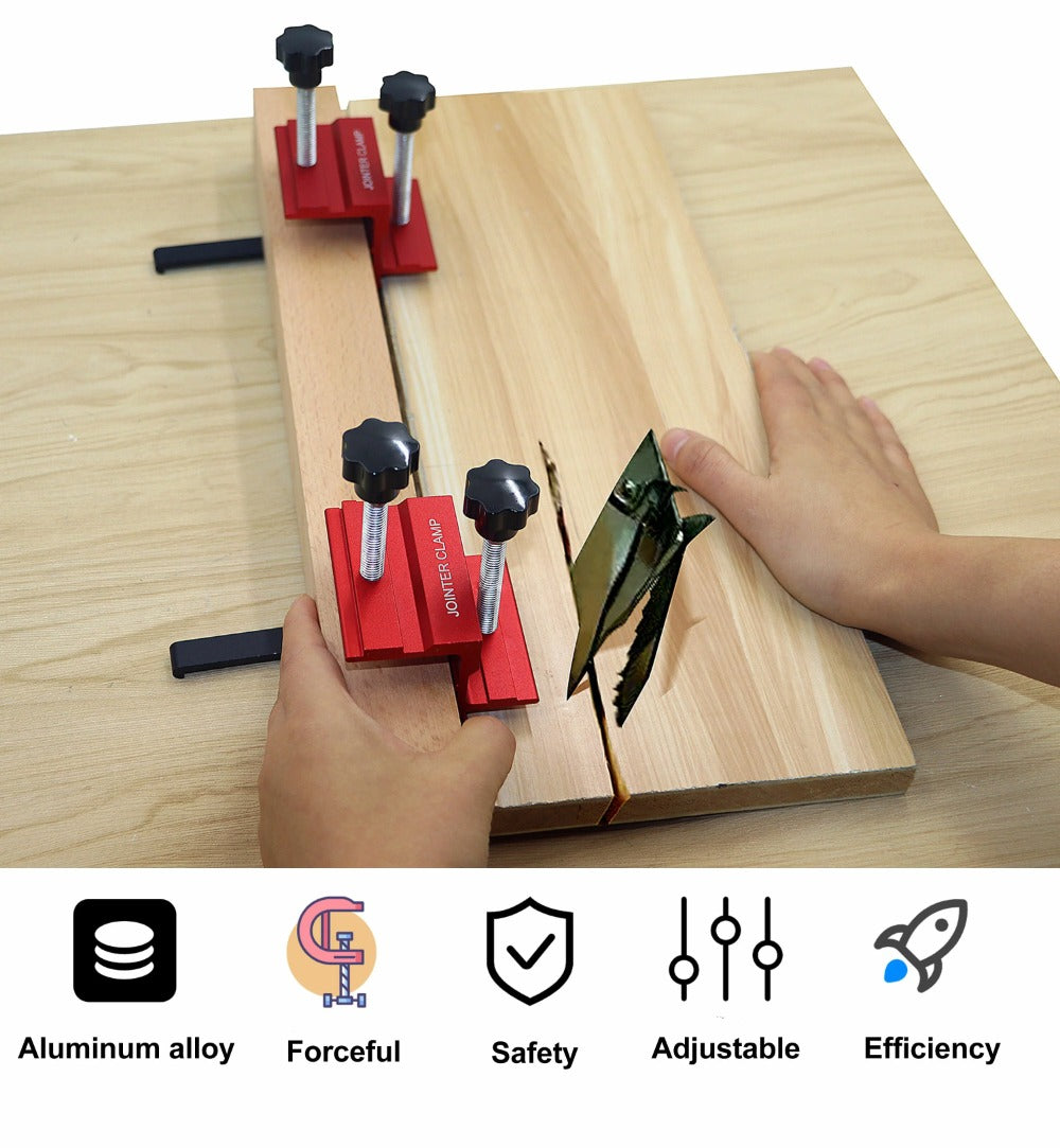 Joint'R Clamp Kit for Table Saw - Achieve Dead Flat Edges & Straighten Crooked Boards Easily - 2 Clamps Included