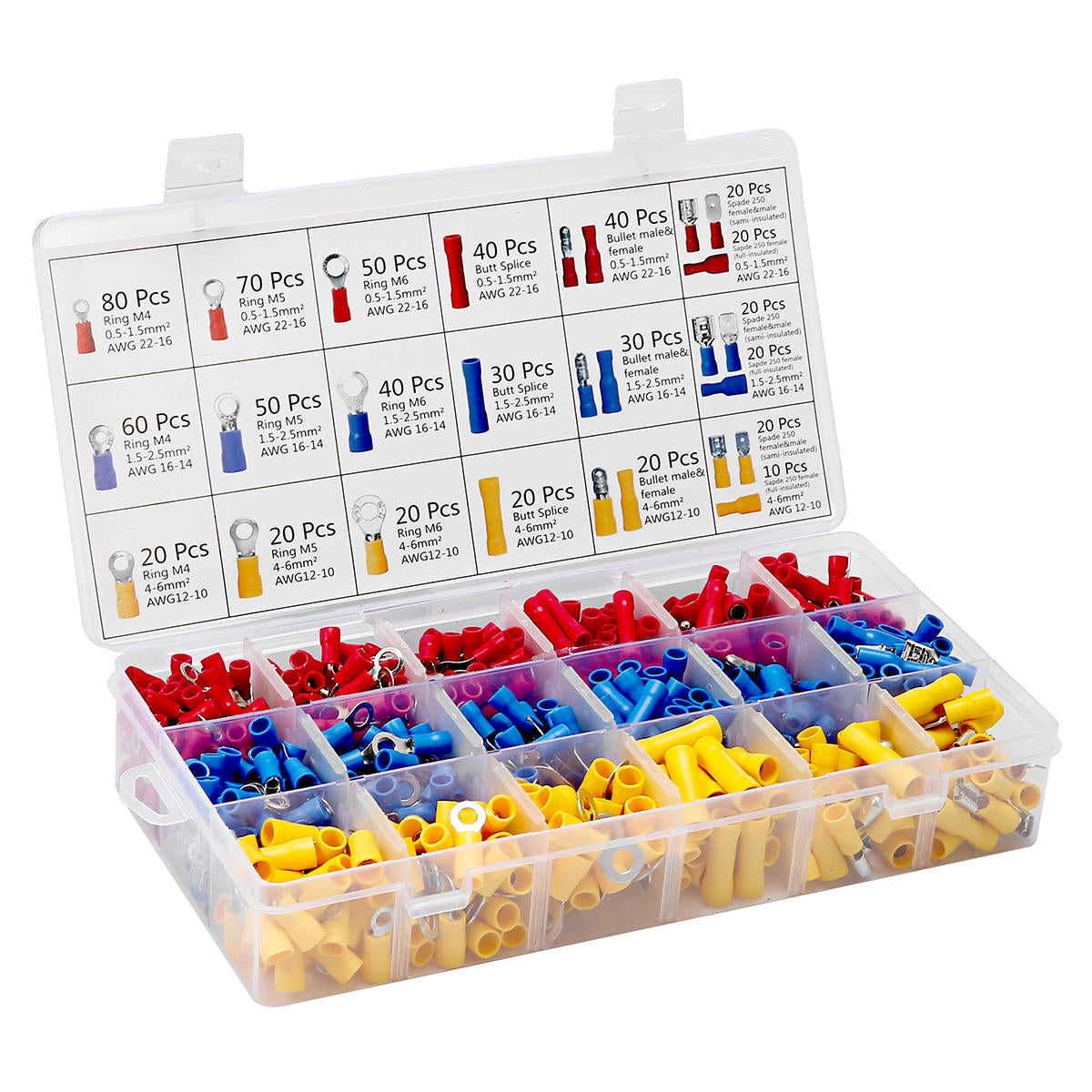 Insulated Cable Terminals Crimping Pliers Cable Lugs Set with 700 Pieces Electrical Connectors Crimp Connectors