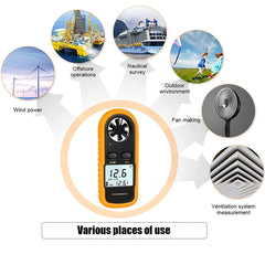 Mini Handheld Anemometer Wind Speed Temperature Gauge With Digital LCD Display