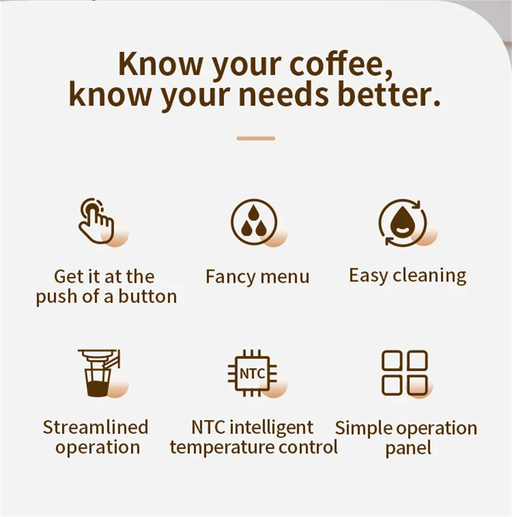 20Bar Semi-Automatic Coffee Machine with Auto Milk Frother One-Touch Operation for Espresso Cappuccino Latte