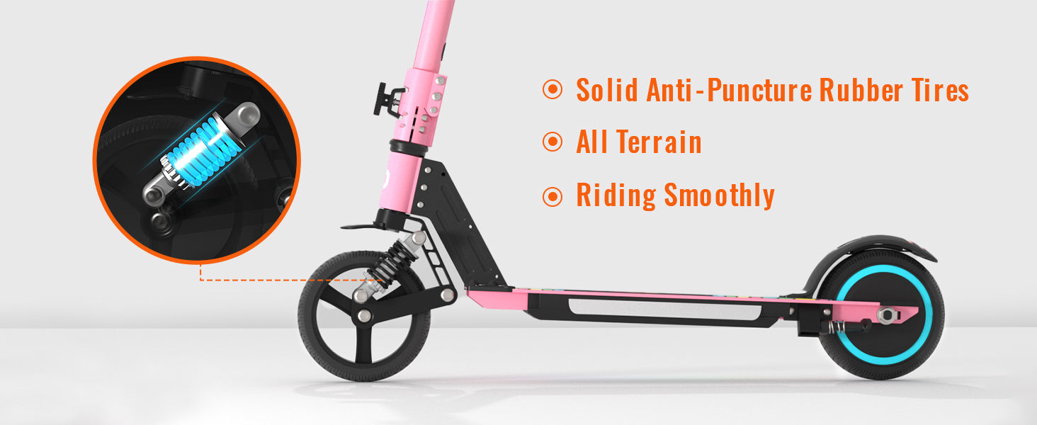 Kids Electric Scooter, 21.6V 2.5Ah, 130W Motor, Max Speed 14KM/H, 6.5in Folding Electric Scooter, 5-8KM Range, Max Load 70Kg Children Electric Scooter