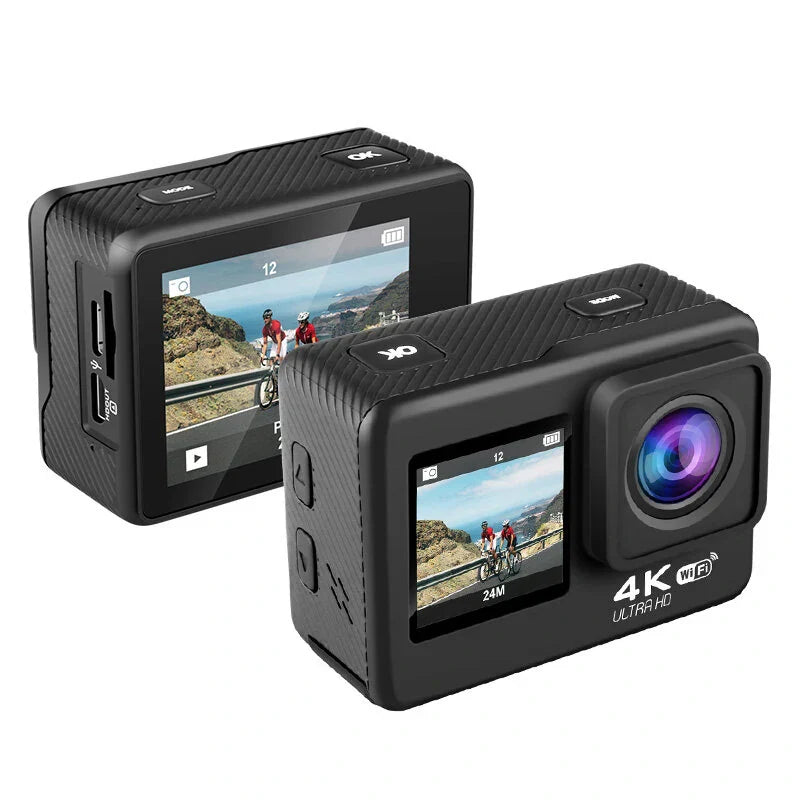 4K 60FPS WiFi Camera with Dual Color Screen 170° Wide Viewing 30M Waterproof EIS Anti-shake Outdoors Sports Camera
