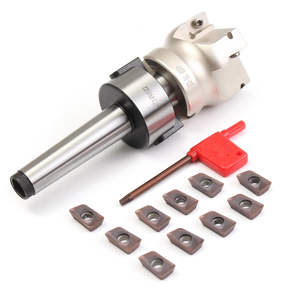 MT2 M10 50mm Face End Mill Cutter with 10pcs APMT1604 Carbide Inserts Turning Tool