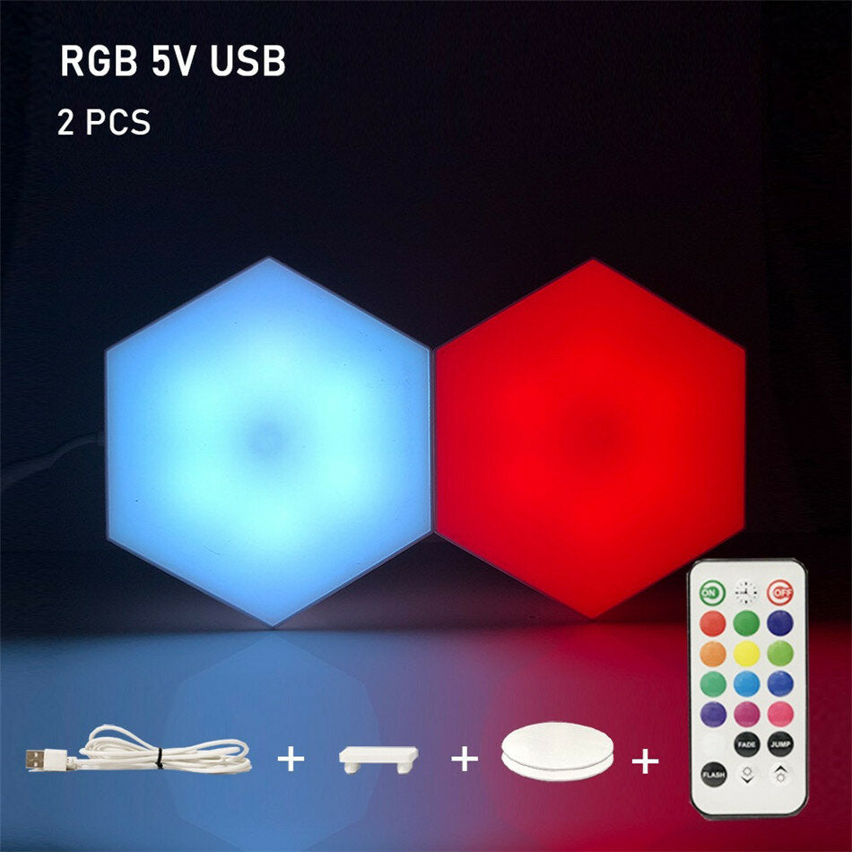 RGB LED Lamp Hexagon Light Touch Sensor RGBW LED Honeycomb Light Colorful Night Light USB with Remote