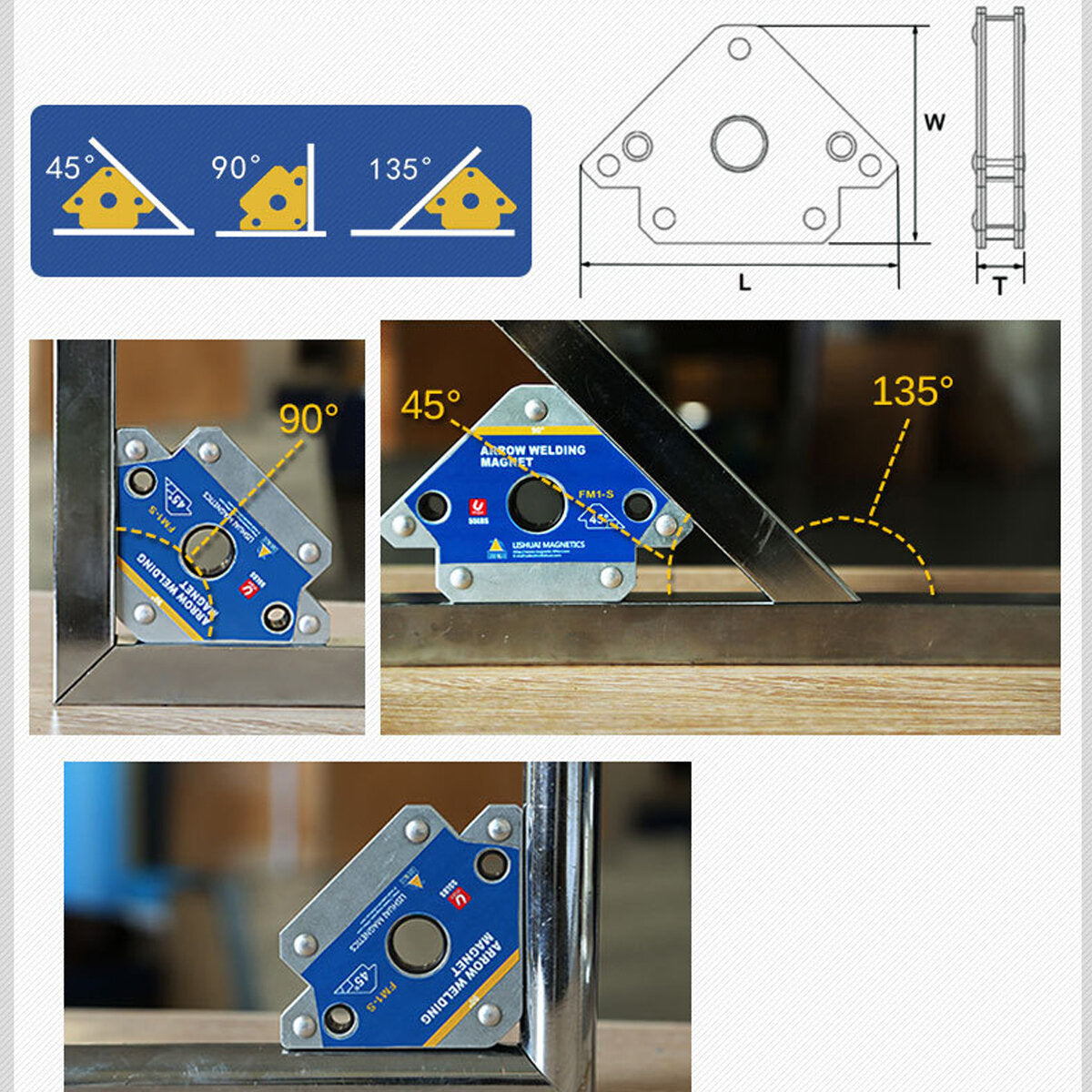 4 Piece Arrow Magnetic Welding Magnet Magnetic Square Wellder Holder Arrow Clamp
