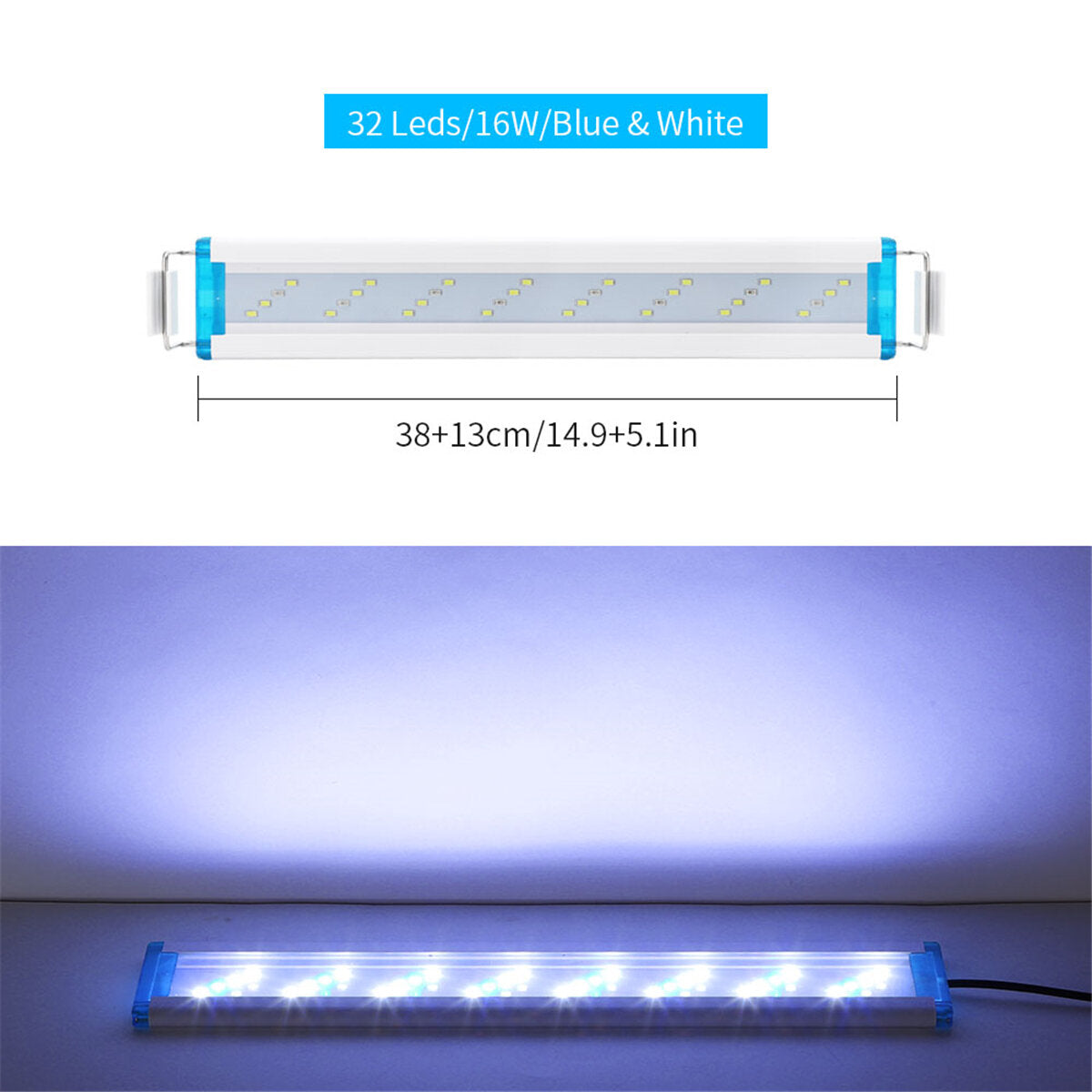 18-48CM Fish Tank Lamp Aquarium LED Lighting With Extendable Brackets White And Blue LEDs Fits for Aquarium