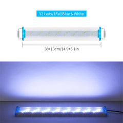 18-48CM Fish Tank Lamp Aquarium LED Lighting With Extendable Brackets White And Blue LEDs Fits for Aquarium