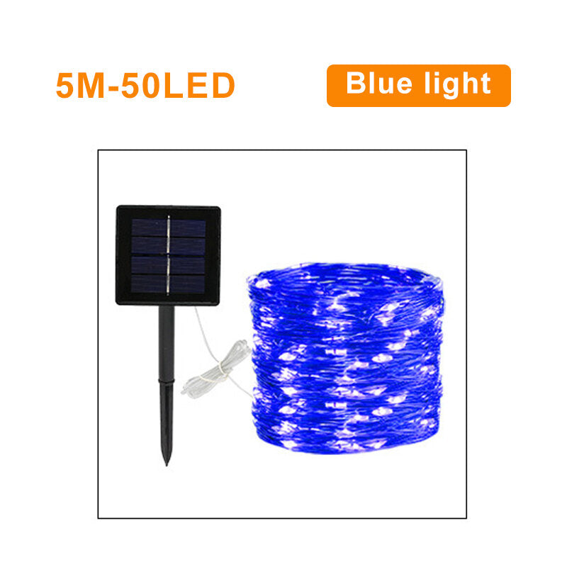 8 Modes 5m 50 LED Solar Power Fairy Lights String Lamps Party Wedding Decor Garden Christmas Tree Decorations Lights