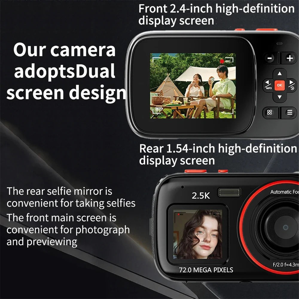 72MP Digital Camera for Photography and Video Dual HD Screen 16x Zoom Portable Cameras Gifts for Girls Boys and Kids