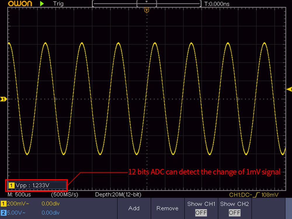 100MHz Digital Storage Oscilloscope, 2 Channels, 12-Bit Resolution, 1GS/s Sampling & 8-Inch LCD Display