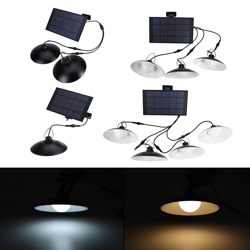 1/2/3/4 Head Solar Pendant Lights Lamp In/Outdoor IP65 Waterproof Warm/White Light