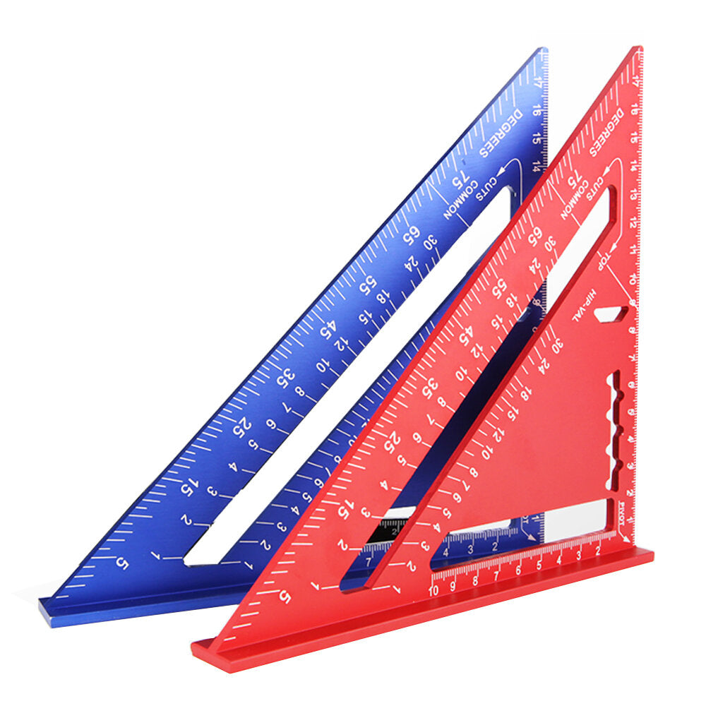 Multi-Function Triangle Ruler - Set Square, Protractor, Line Scriber, Saw Guide - Aluminum Alloy, Double-Sided, Portable