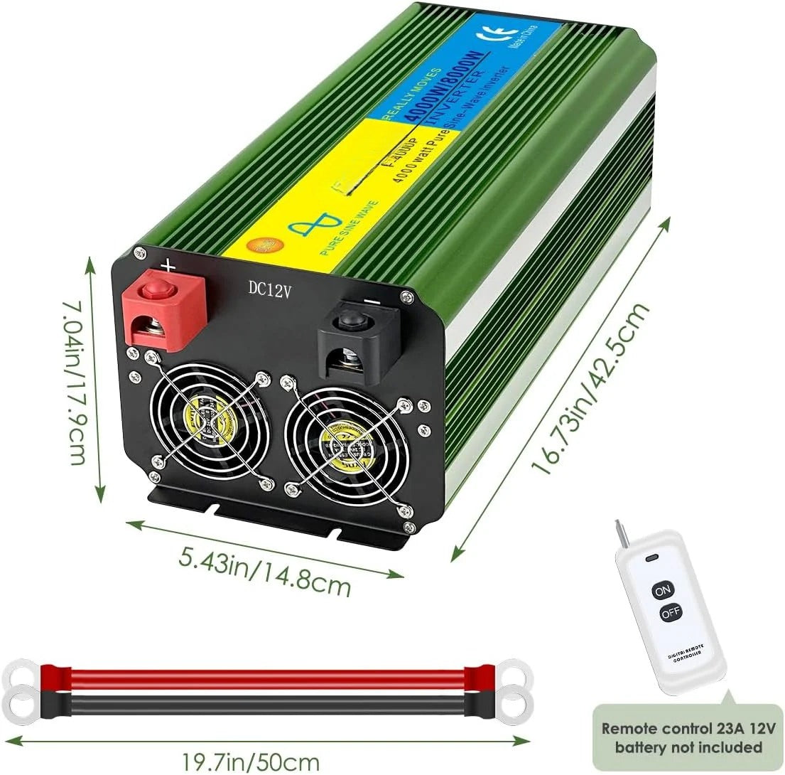 GreenZech Elite 4000W Inverter | 8000W Peak Power | Heavy-Duty Professional Pure Sine Wave Converter