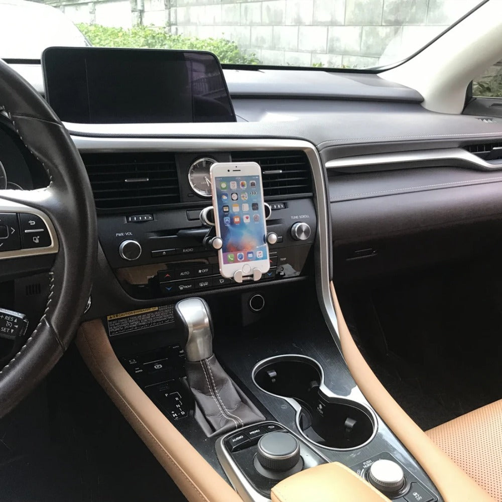 Universal CD Slot Gravity Car Holder - Premium ABS, One-Hand Operation, Super Strong, Silver, Fits All Mobile Phones