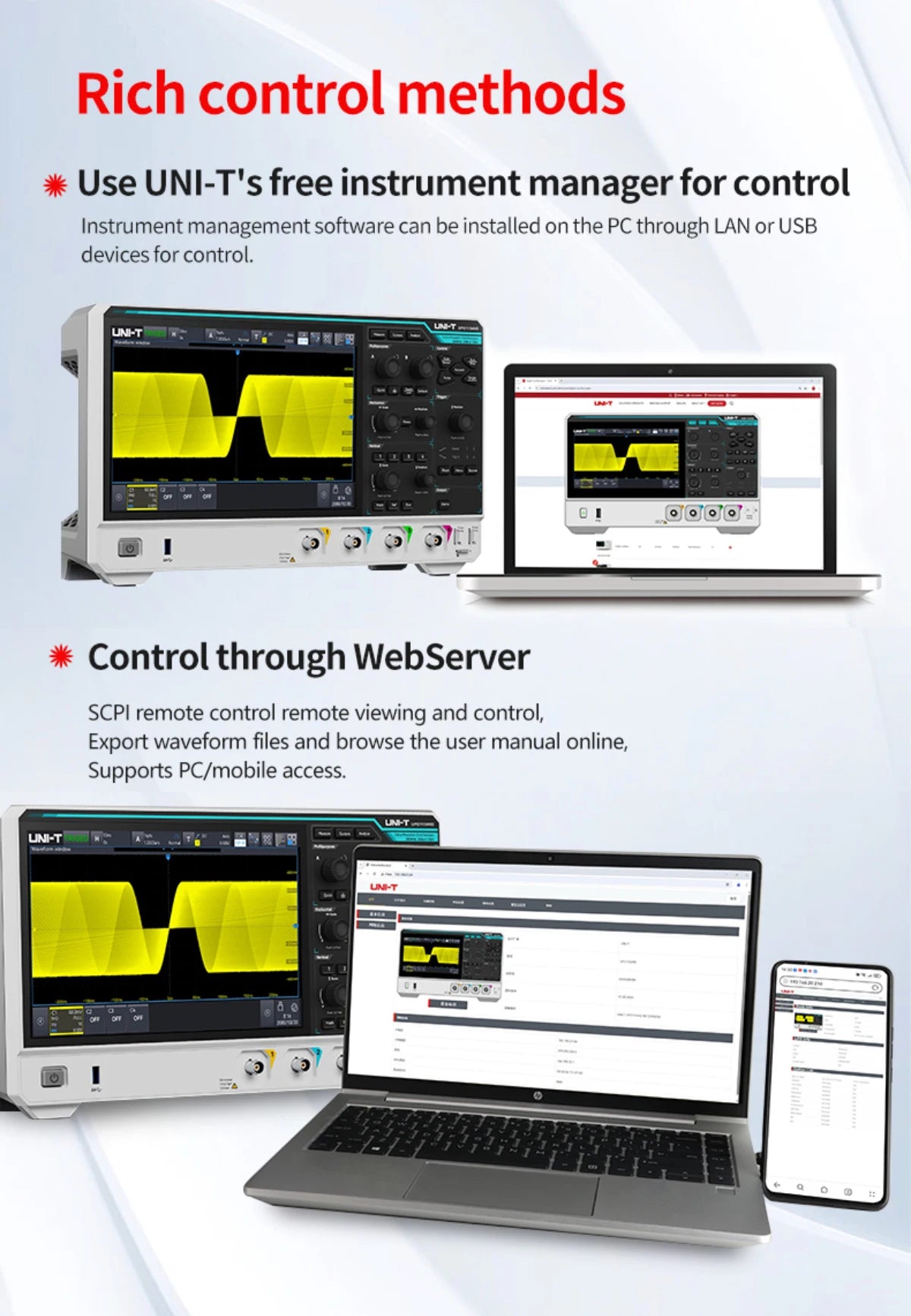 Oscilloscope 2/4 Channels 150MHz Bandwidth 12-bit ADC 1.25GSa/s Sampling Rate Large Storage Depth High-Definition Touch Screen