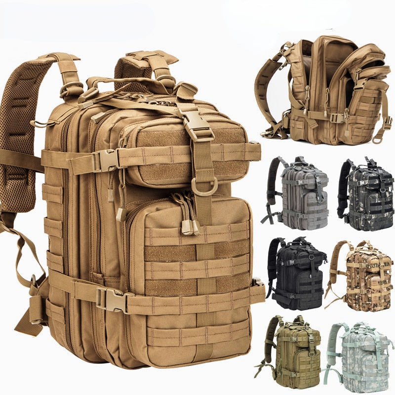 Men Army Military Tactical Backpack 1000D Polyester 30L 3P Softback Outdoor Waterproof Rucksack Hiking Camping Hunting Bags