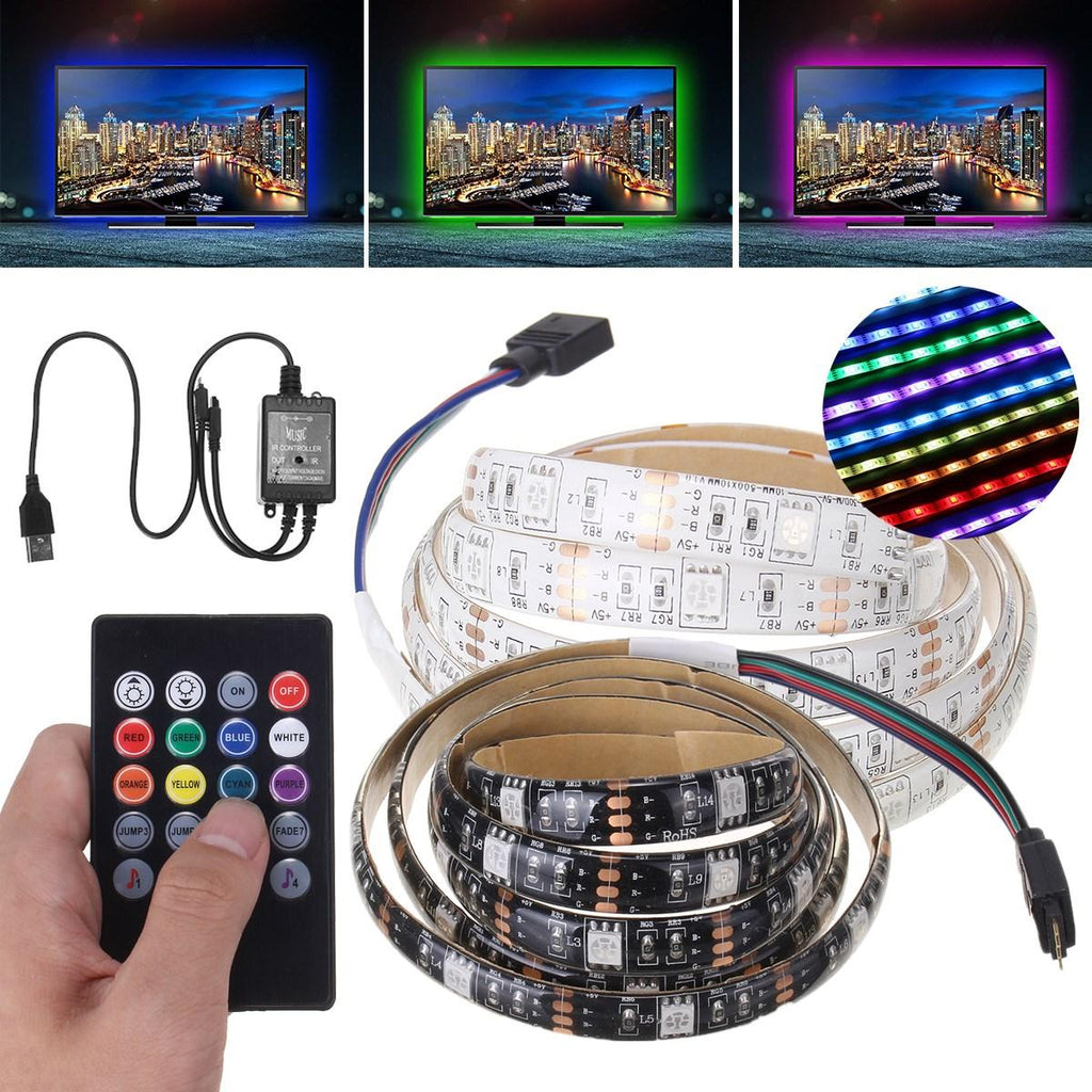 DC12V Waterproof 1M SMD 5050 RGB Music Voice Control 30LED Strip Light Bar backlights for TV