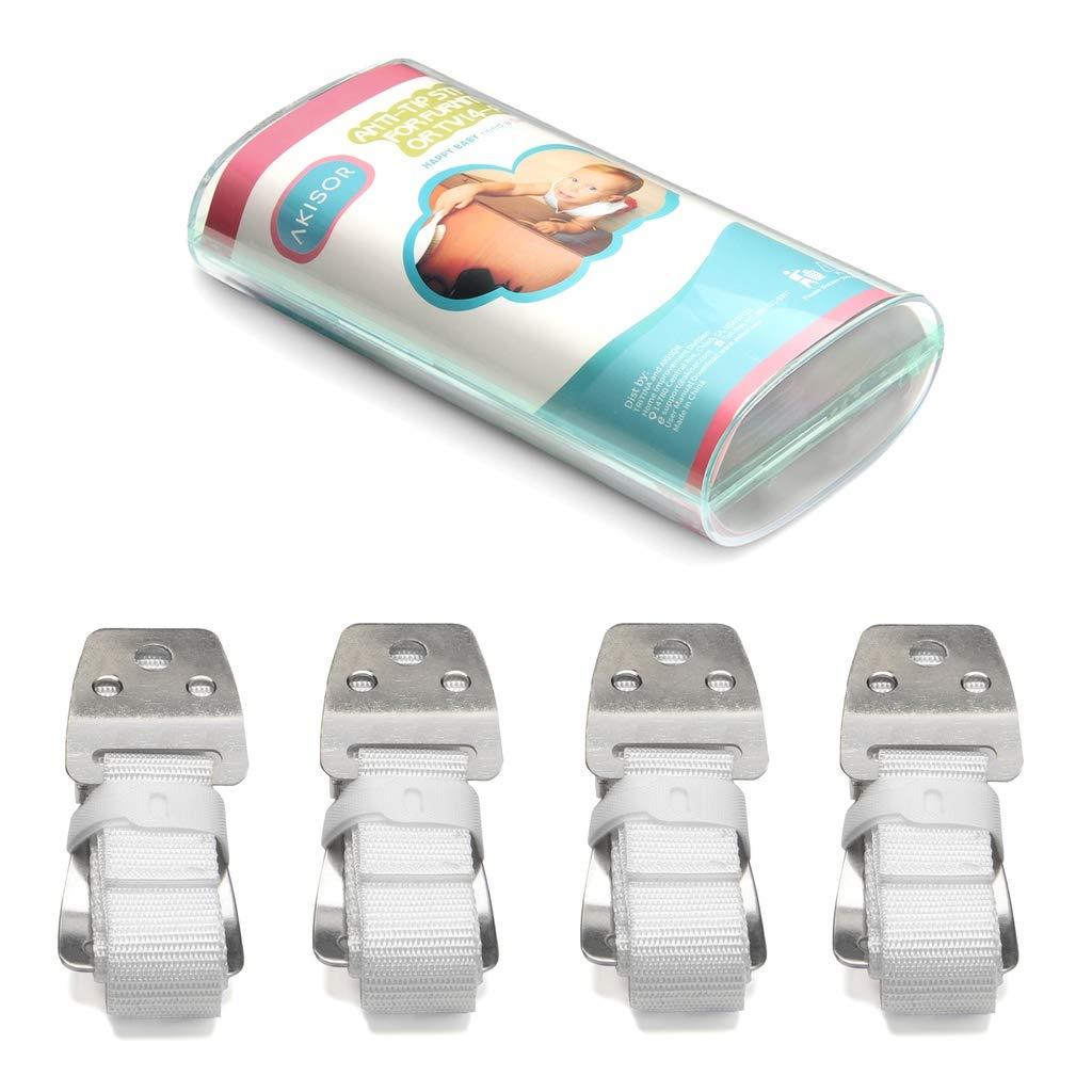 Furniture Anchors for Baby Proofing, Anti-tip TV Straps Safety, All Metal Parts, 4 Pack