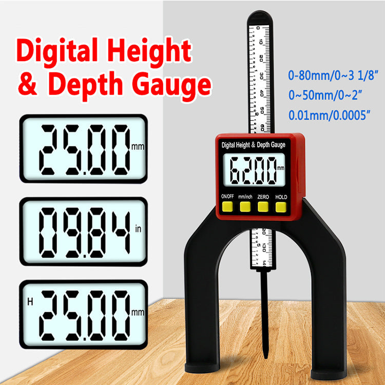 Digital Depth Gauge for Routers - 60mm Aperture, 0-80mm Range, Self-Standing, Easy Read Display