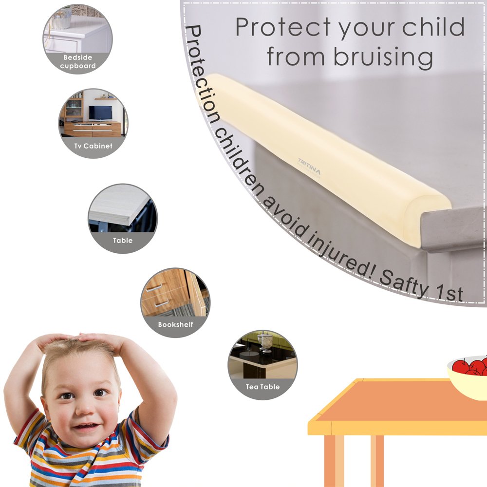 Corner Guards and Edge Guard - 2.2m / 7ft [ 6.5ft Edge Cushion + 4 Corner Cushion] Premium Childproofing Protector, Child Safety