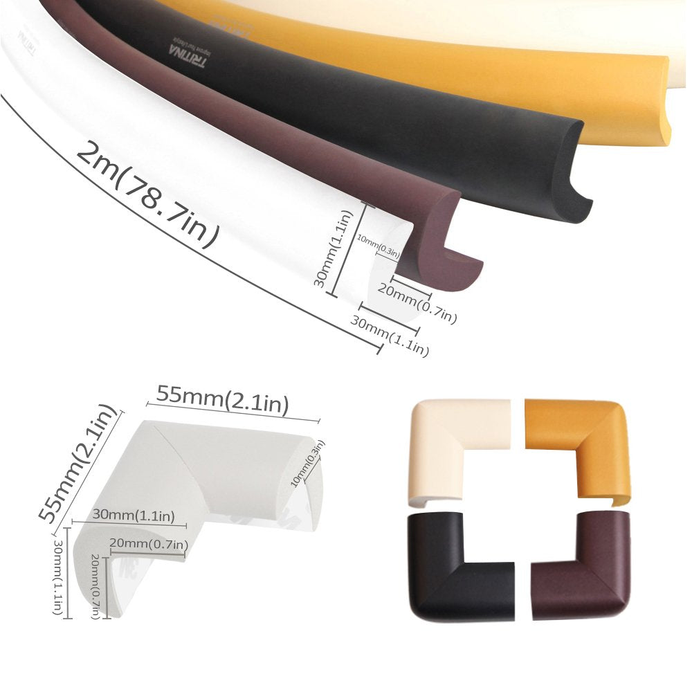 Corner Guards and Edge Guard - 2.2m / 7ft [ 6.5ft Edge Cushion + 4 Corner Cushion] Premium Childproofing Protector, Child Safety