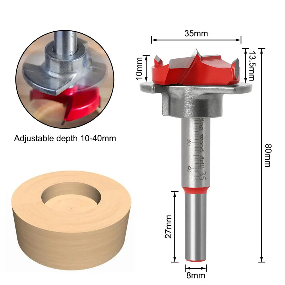 7-Piece 35mm Hinge Hole Guide Set - Durable YG8 Alloy & Carbon Steel for Woodworking, Door & Cabinet Construction