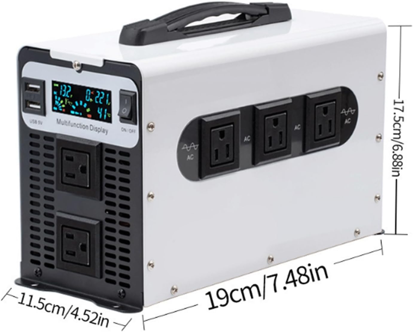 GreenZech VR 1500W Inverter | 3000W Peak Power | 12V 24V 48V 60V 72V to 110V 220V | 5-Socket Pure Sine Wave Converter