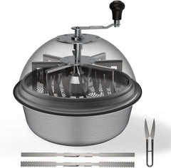 Greenzech 16" & 19" Bud Leaf Bowl Trimmer, Manual Hand-Crank, Clear Dome, Stainless Steel Blades for Buds & Herbs