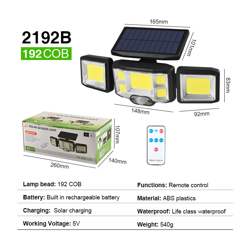Solar Lights Outdoor LED/COB Wireless Motion Sensor Light Integrate/Separate Design Wide Angle with 3 Lighting Modes IP65 Waterproof Garden Solar Lamp