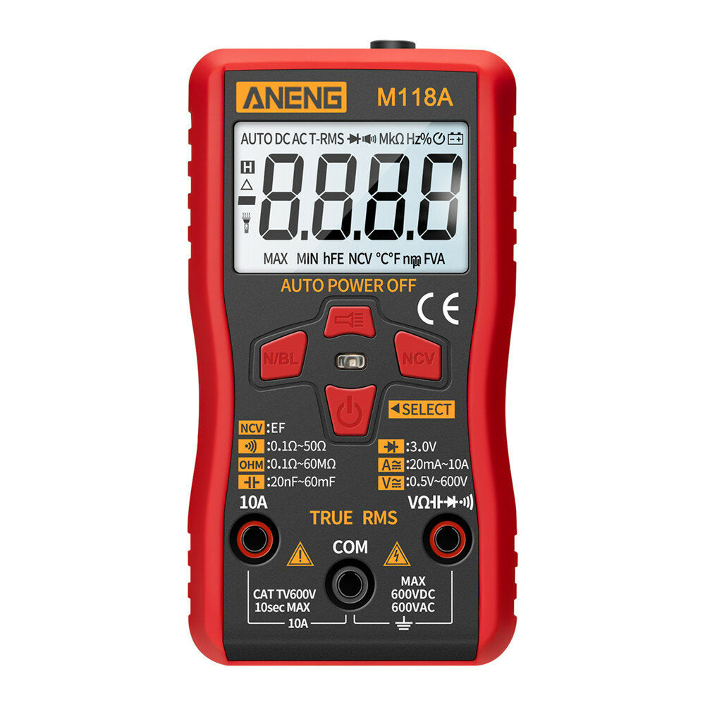 Digital Mini Multimeter Tester Auto Multimeter True Rms Transistor Meter with NCV Data Hold 6000 Counts Flashlight