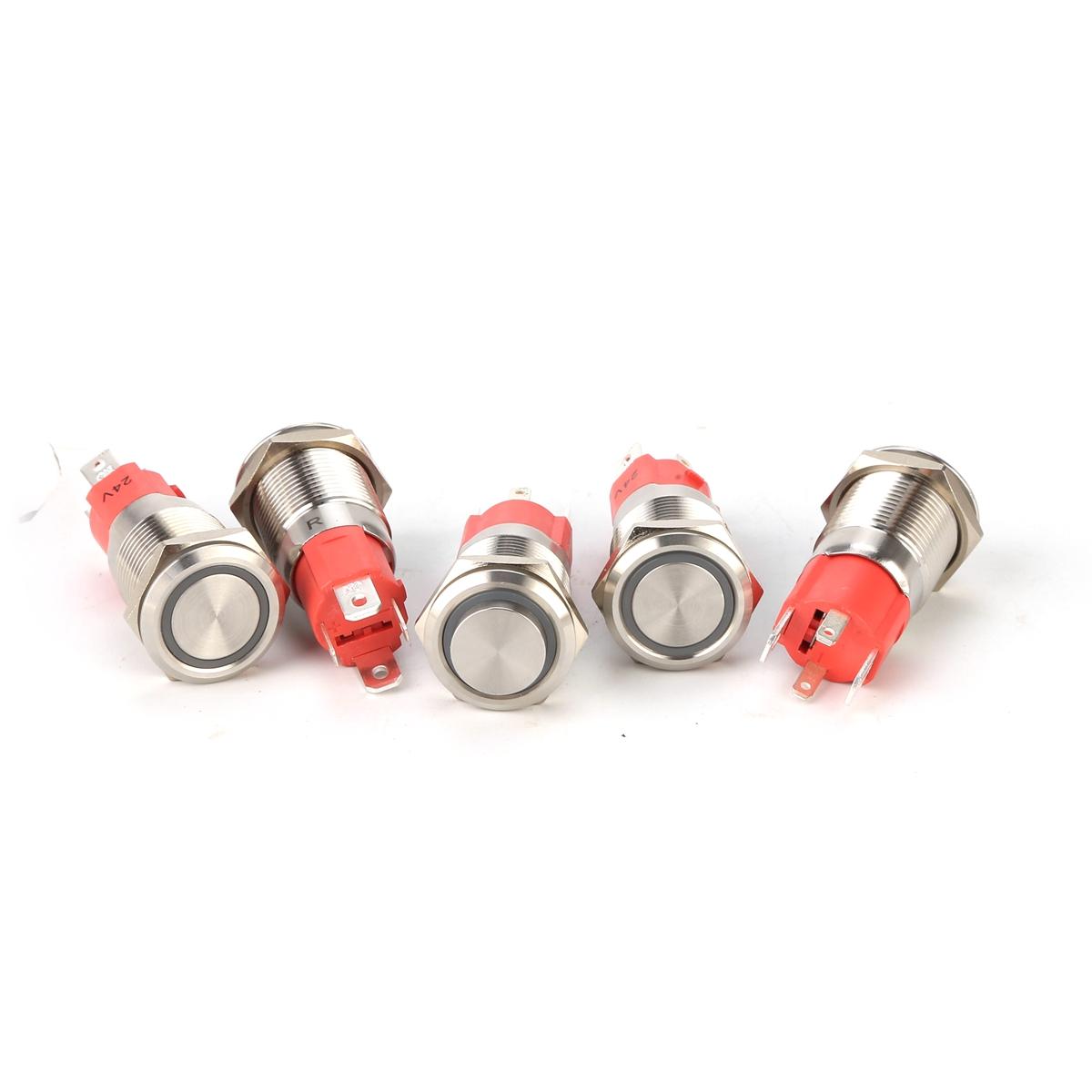 16MM 10A 250V 12V 4Pin LED Light Button Switch Momentary Reset Metal Push Button Switch