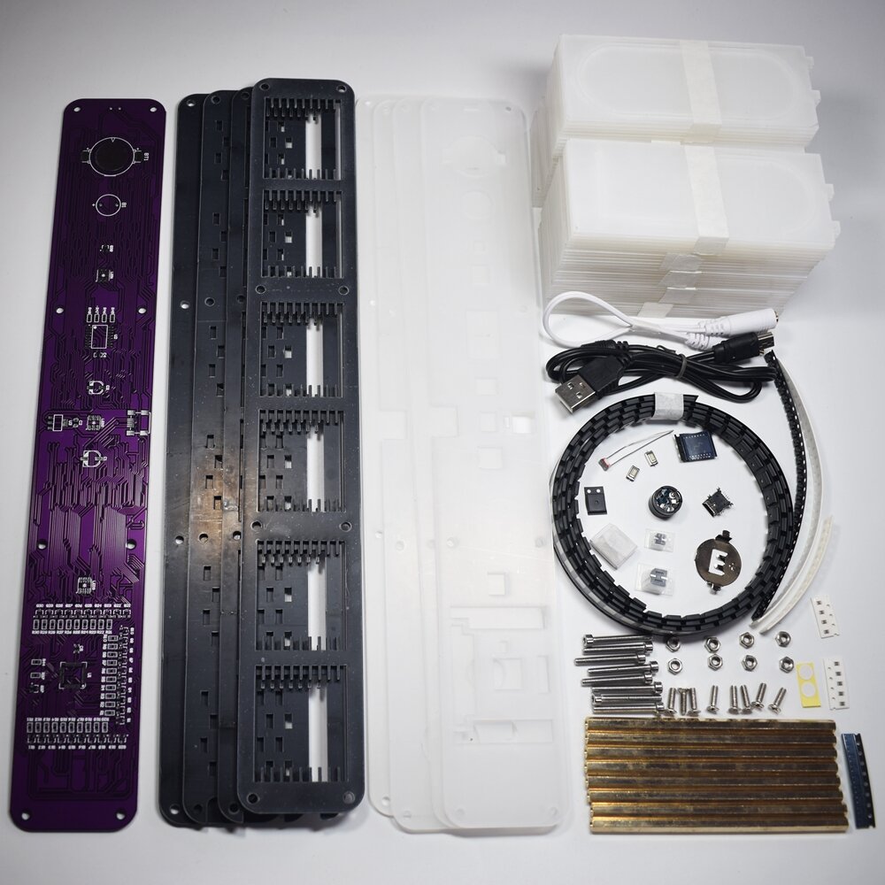 Oversize Font Analog Nixie Tube Clock Rainbow LED Full Color Music Spectrum DIY Kit