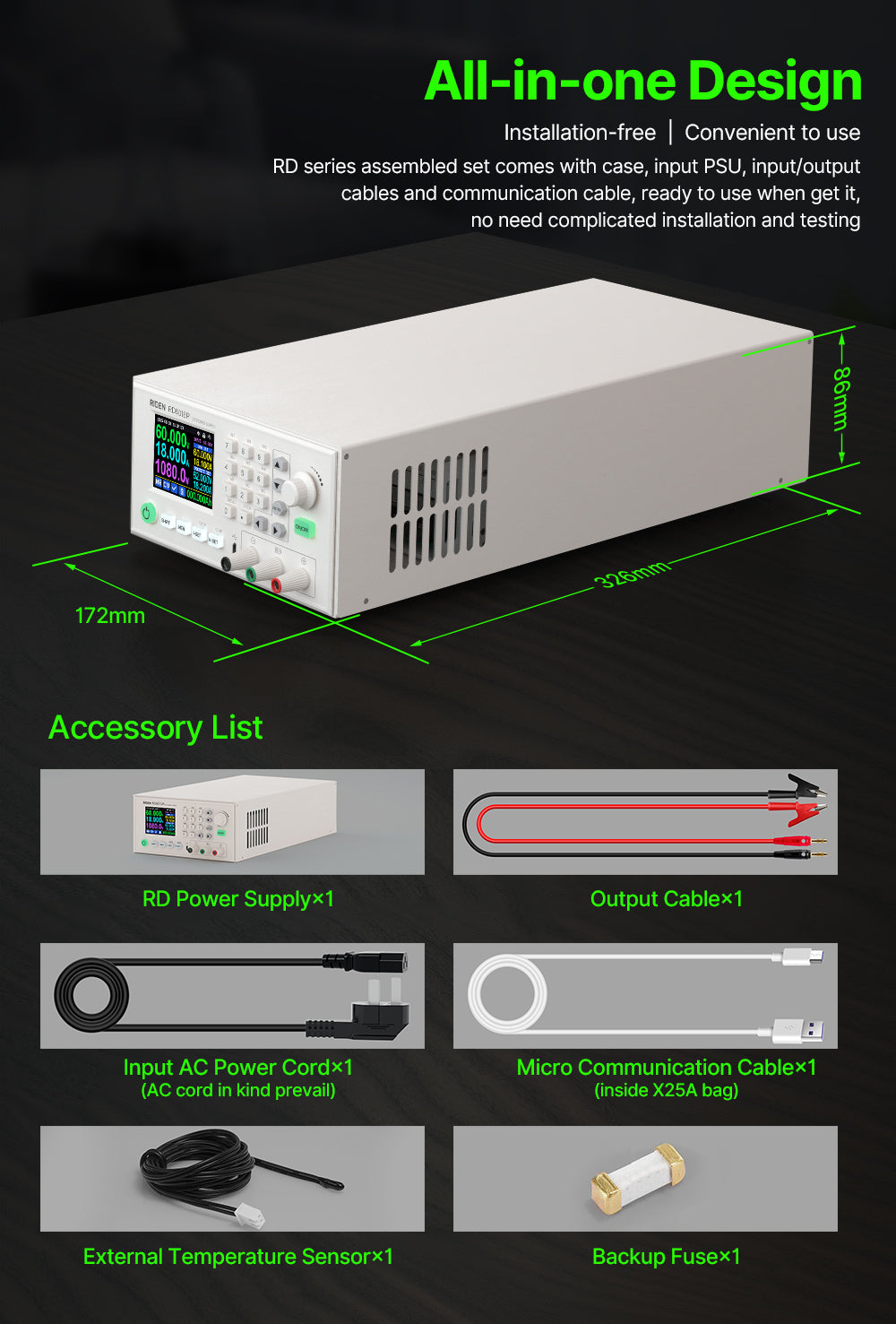 1080W Completed Set 60V 18A AC to DC Digital Adjustable Lab Bench Power Supply for Repair CNC Adjustable DC Regulated Power Supply