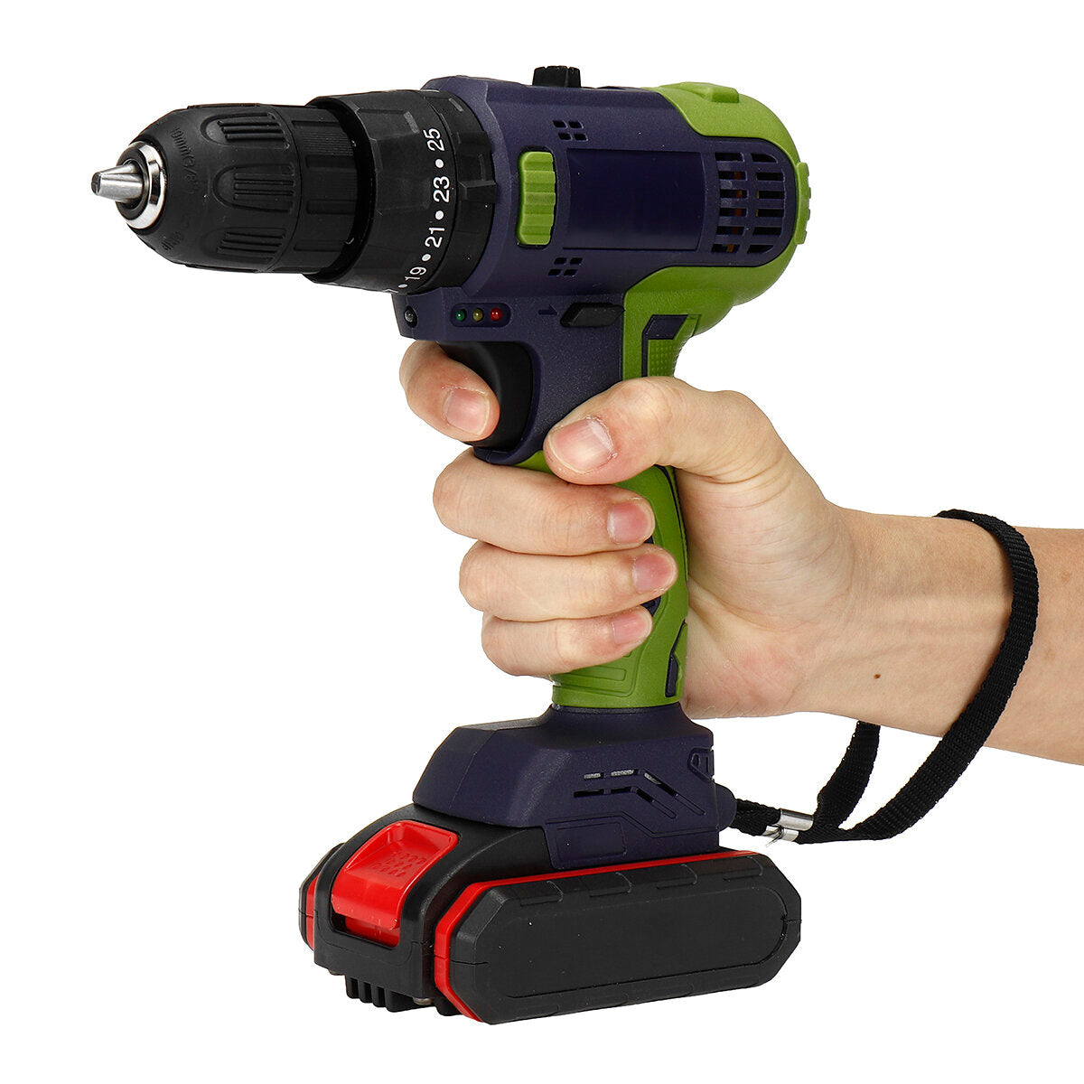 32V Brushless Impact Drill Lithium Electric Torque Drill Driver With 1/2 Battery LED Light