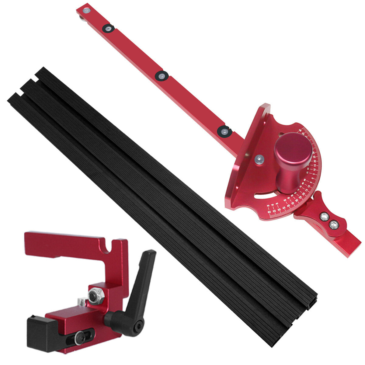 Precision Adjustable Miter Gauge with T-Track Connector for Woodworking - 0-60° Angle Range, CNC Processed, Ergonomic Design