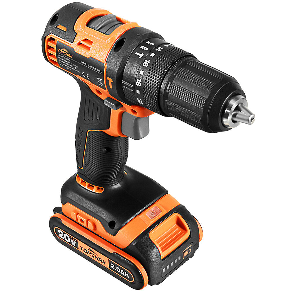 20V 13mm Brushless Impact Electric Drill 45N.m Torque 0-1650RPM Variable Speed